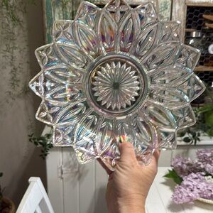 🍄Vintage iridescent Federal Glass bowl  "Normandie" pattern carnival glass